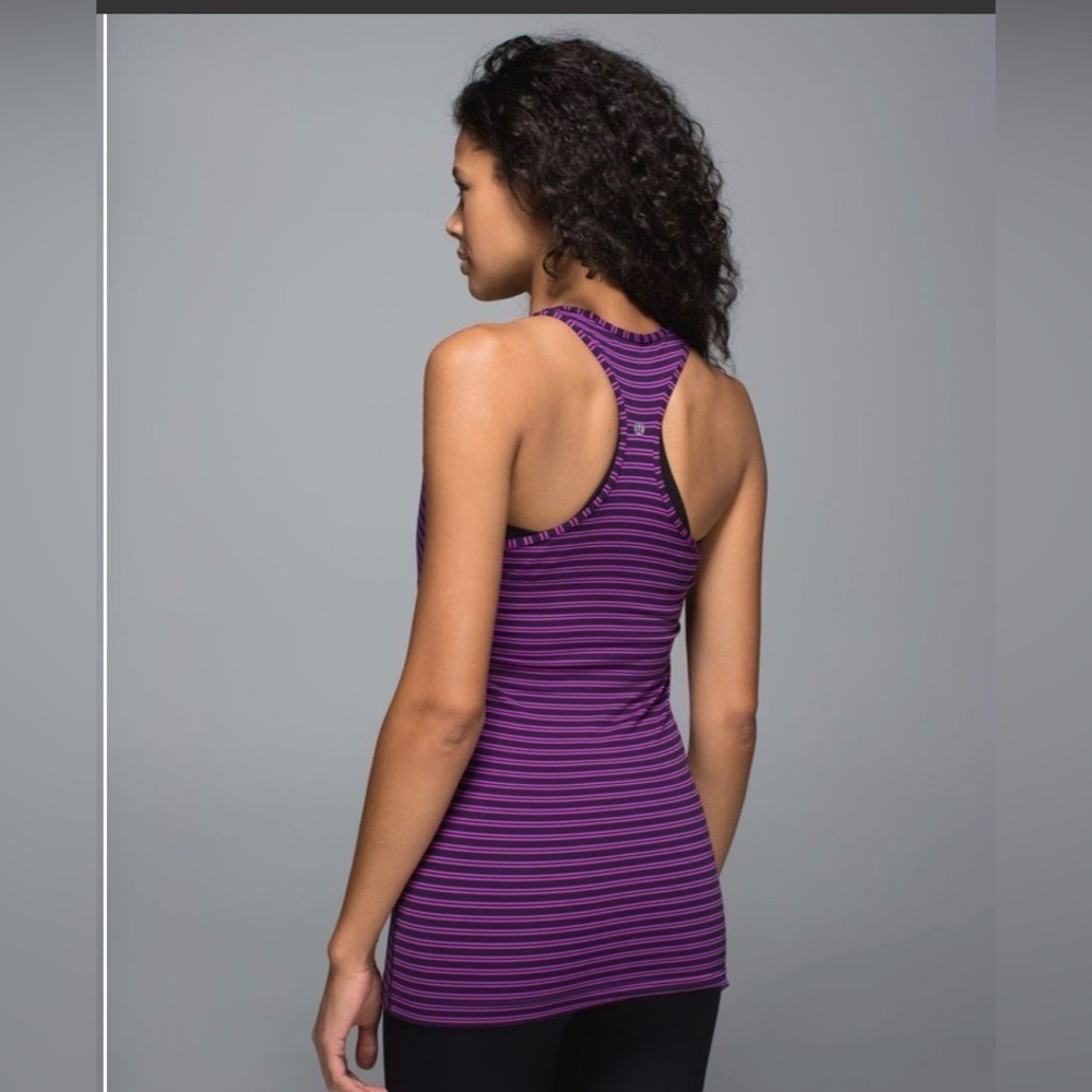 Lululemon Cool Racerback Double Trouble Stripe Ultra Violet Black Grape size 2 - Picture 3 of 8